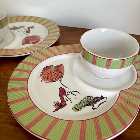 Rosanna Ceramic Snack Plates Set of TWO, Coffee Cup with Oval Underplate - Picture 10 of 10